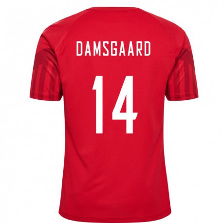 Kandiny Muži Dánske Mikkel Damsgaard #14 Červená Dresy Hazai Csapatmez 22-24 Triĭká