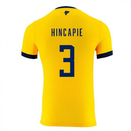 Kandiny Muži Ekvádorské Piero Hincapie #3 žltá Dresy Hazai Csapatmez 22-24 Triĭká