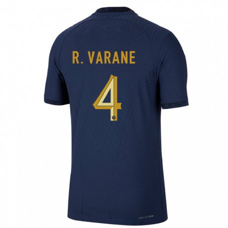 Kandiny Muži Francúzske Raphael Varane #4 Námornícka Modrá Dresy Hazai Csapatmez 22-24 Triĭká