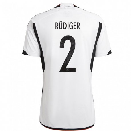 Kandiny Muži Nemecké Antonio Rudiger #2 Biely čierny Dresy Hazai Csapatmez 22-24 Triĭká