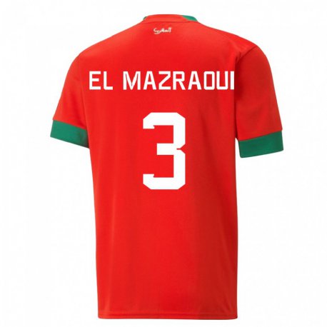 Kandiny Muži Marocké Noussair El Mazraoui #3 Červená Dresy Hazai Csapatmez 22-24 Triĭká