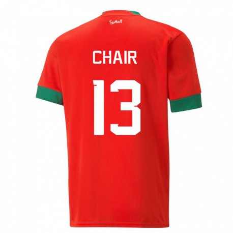 Kandiny Muži Marocké Iliass Chair #13 Červená Dresy Hazai Csapatmez 22-24 Triĭká