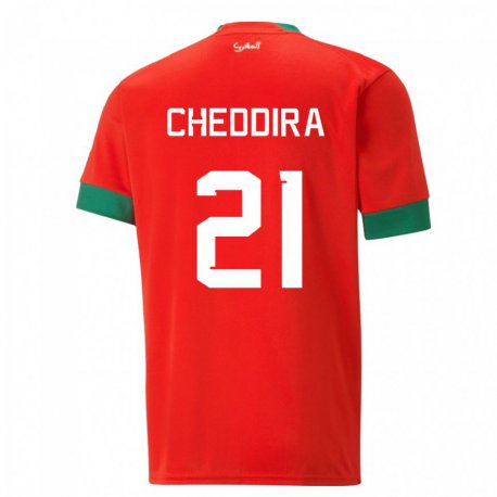 Kandiny Muži Marocké Walid Cheddira #21 Červená Dresy Hazai Csapatmez 22-24 Triĭká