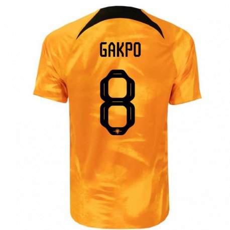 Kandiny Muži Holandské Cody Gakpo #8 Oranžový Laser Dresy Hazai Csapatmez 22-24 Triĭká