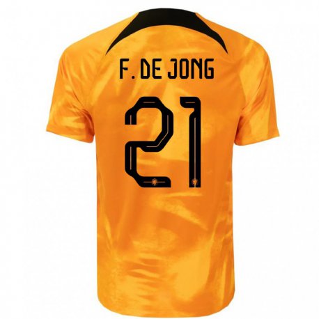 Kandiny Muži Holandské Frenkie De Jong #21 Oranžový Laser Dresy Hazai Csapatmez 22-24 Triĭká