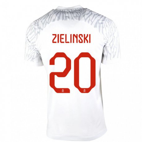 Kandiny Muži Poľské Piotr Zielinski #20 Biely Dresy Hazai Csapatmez 22-24 Triĭká