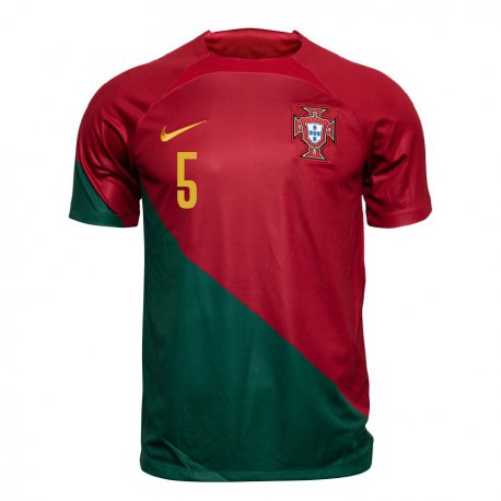 Kandiny Muži Portugalské Raphael Guerreiro #5 Červená Zelená Dresy Hazai Csapatmez 22-24 Triĭká