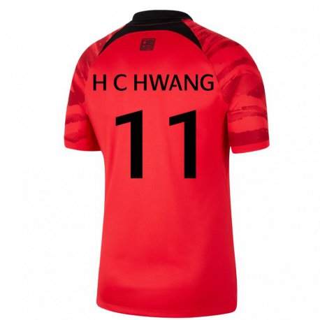 Kandiny Muži Juhokórejské Hee-chan Hwang #11 červená čierna Dresy Hazai Csapatmez 22-24 Triĭká