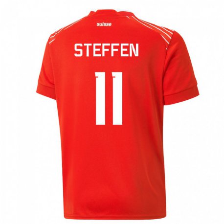 Kandiny Muži Švajčiarske Renato Steffen #11 Červená Dresy Hazai Csapatmez 22-24 Triĭká