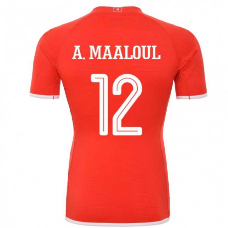 Kandiny Muži Tuniské Ali Maaloul #12 Červená Dresy Hazai Csapatmez 22-24 Triĭká