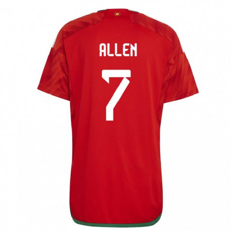 Kandiny Muži Waleské Joe Allen #7 Červená Dresy Hazai Csapatmez 22-24 Triĭká