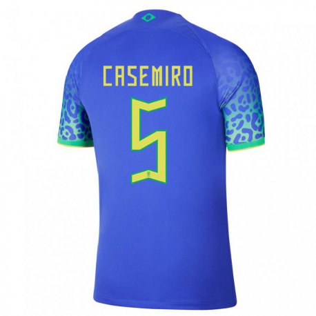 Kandiny Muži Brazílske Casemiro #5 Modrá Dresy Idegenbeli Csapatmez 22-24 Triĭká