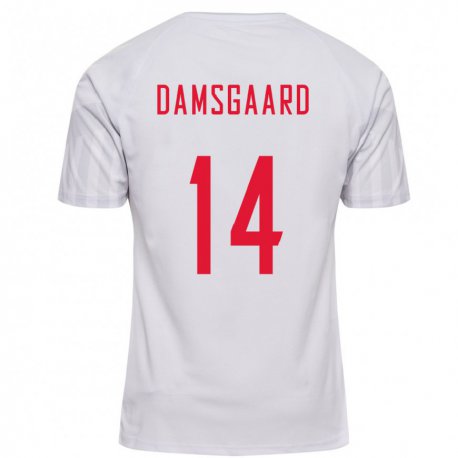 Kandiny Muži Dánske Mikkel Damsgaard #14 Biely Dresy Idegenbeli Csapatmez 22-24 Triĭká