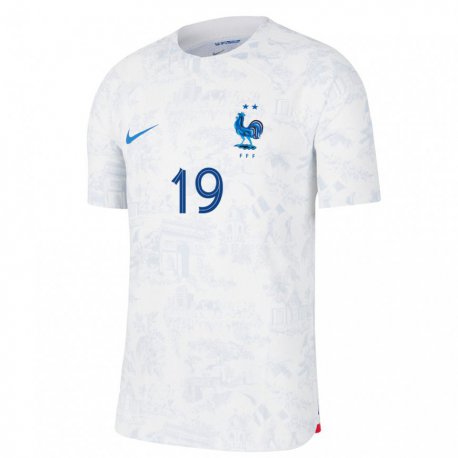 Kandiny Muži Francúzske Karim Benzema #19 Biela Modrá Dresy Idegenbeli Csapatmez 22-24 Triĭká