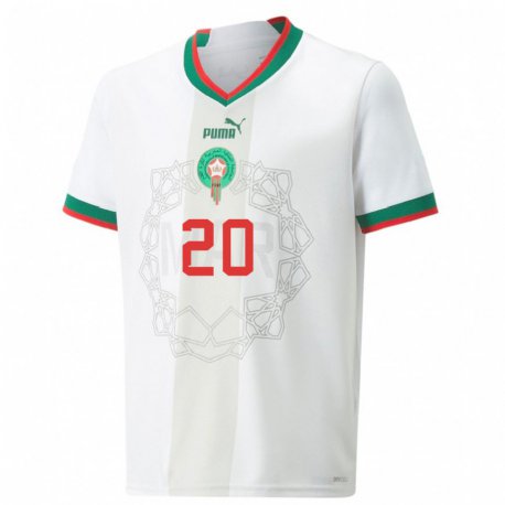 Kandiny Muži Marocké Achraf Dari #20 Biely Dresy Idegenbeli Csapatmez 22-24 Triĭká