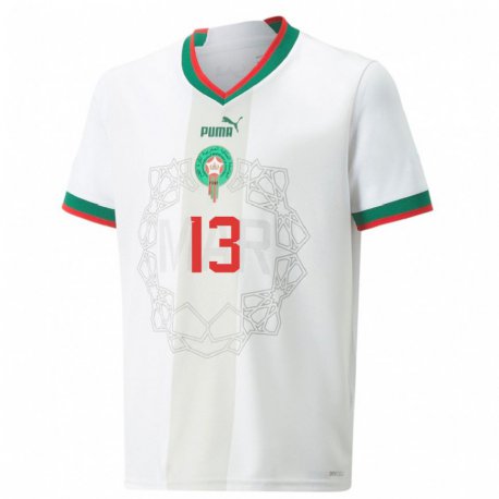 Kandiny Muži Marocké Badr Benoun #13 Biely Dresy Idegenbeli Csapatmez 22-24 Triĭká