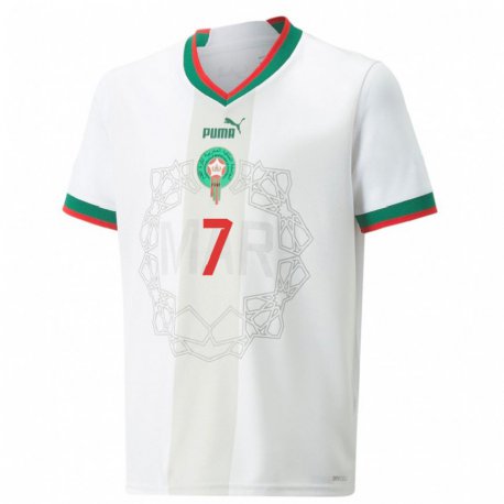 Kandiny Muži Marocké Hamza El Moussaoui #7 Biely Dresy Idegenbeli Csapatmez 22-24 Triĭká