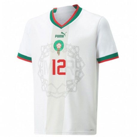 Kandiny Muži Marocké Munir #12 Biely Dresy Idegenbeli Csapatmez 22-24 Triĭká