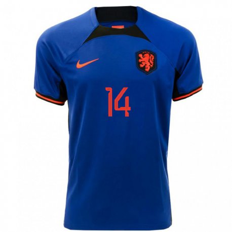 Kandiny Muži Holandské Davy Klaassen #14 Kráľovská Modrá Dresy Idegenbeli Csapatmez 22-24 Triĭká