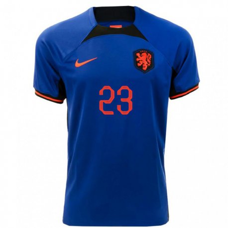 Kandiny Muži Holandské Mark Flekken #23 Kráľovská Modrá Dresy Idegenbeli Csapatmez 22-24 Triĭká