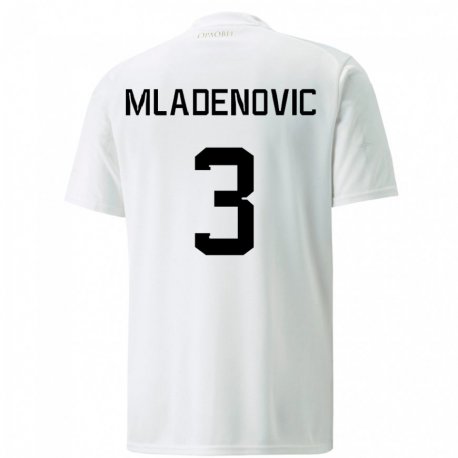 Kandiny Muži Srbské Filip Mladenovic #3 Biely Dresy Idegenbeli Csapatmez 22-24 Triĭká