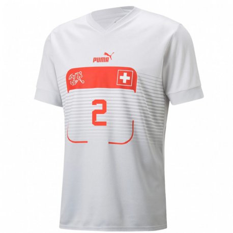 Kandiny Muži Švajčiarske Kevin Mbabu #2 Biely Dresy Idegenbeli Csapatmez 22-24 Triĭká