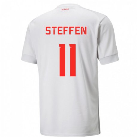 Kandiny Muži Švajčiarske Renato Steffen #11 Biely Dresy Idegenbeli Csapatmez 22-24 Triĭká