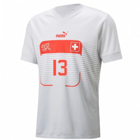 Kandiny Muži Švajčiarske Ricardo Rodriguez #13 Biely Dresy Idegenbeli Csapatmez 22-24 Triĭká
