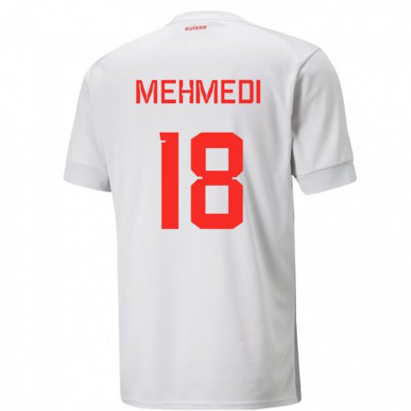 Kandiny Muži Švajčiarske Admir Mehmedi #18 Biely Dresy Idegenbeli Csapatmez 22-24 Triĭká