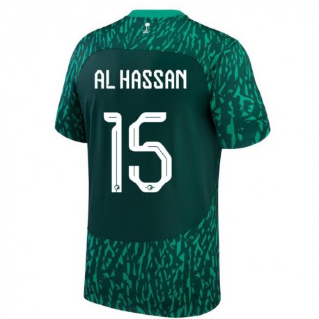 Kandiny Muži Saudskoarabské Ali Al Hassan #15 Tmavozelený Dresy Idegenbeli Csapatmez 22-24 Triĭká