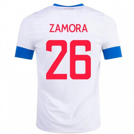 Kandiny Muži Kostarické Alvaro Zamora #26 Biely Dresy Idegenbeli Csapatmez 22-24 Triĭká