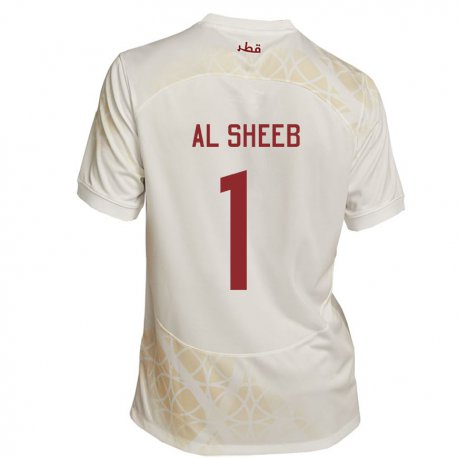 Kandiny Muži Katarské Saad Al Sheeb #1 Zlato Béžová Dresy Idegenbeli Csapatmez 22-24 Triĭká
