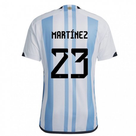 Kandiny Ženy Argentínske Emiliano Martinez #23 Biela Nebeská Modrá Dresy Hazai Csapatmez 22-24 Triĭká