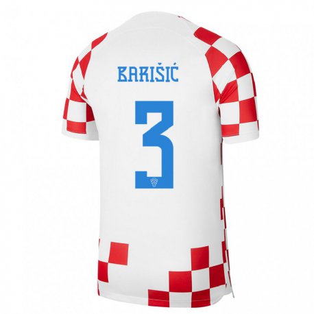 Kandiny Ženy Chorvátske Borna Barisic #3 Červená Biela Dresy Hazai Csapatmez 22-24 Triĭká
