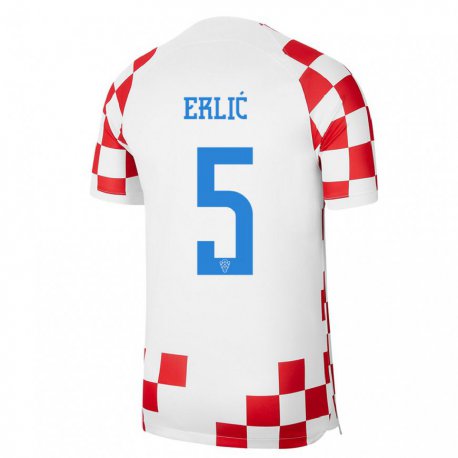 Kandiny Ženy Chorvátske Martin Erlic #5 Červená Biela Dresy Hazai Csapatmez 22-24 Triĭká