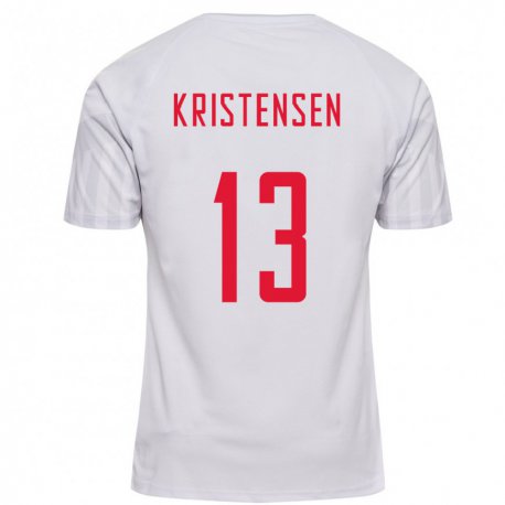 Kandiny Ženy Dánske Rasmus Kristensen #13 Biely Dresy Idegenbeli Csapatmez 22-24 Triĭká