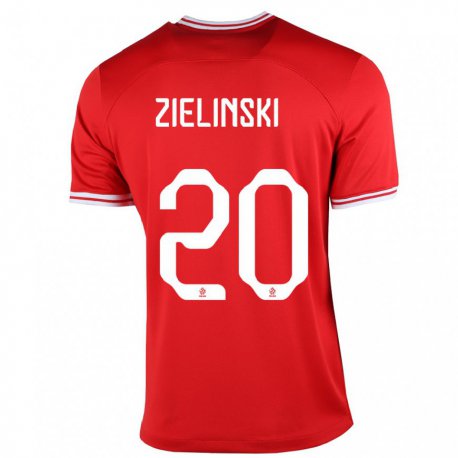Kandiny Ženy Poľské Piotr Zielinski #20 Červená Dresy Idegenbeli Csapatmez 22-24 Triĭká