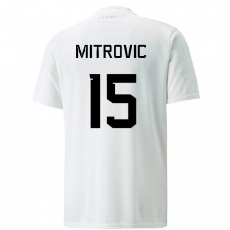 Kandiny Ženy Srbské Stefan Mitrovic #15 Biely Dresy Idegenbeli Csapatmez 22-24 Triĭká