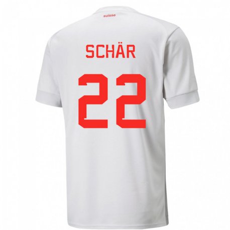 Kandiny Ženy Švajčiarske Fabian Schar #22 Biely Dresy Idegenbeli Csapatmez 22-24 Triĭká