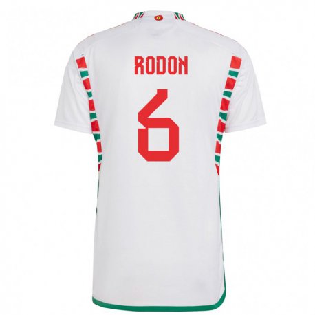 Kandiny Ženy Waleské Joe Rodon #6 Biely Dresy Idegenbeli Csapatmez 22-24 Triĭká
