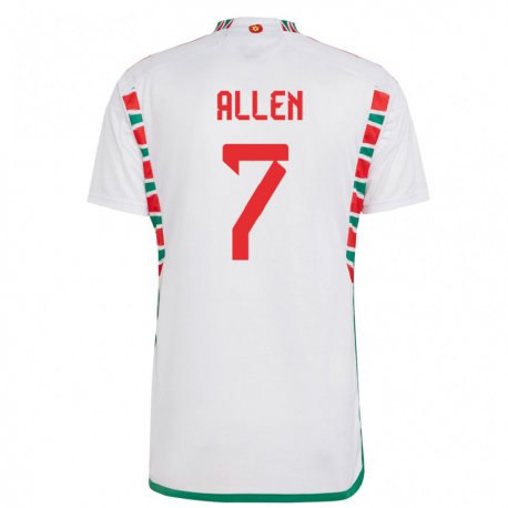 Kandiny Ženy Waleské Joe Allen #7 Biely Dresy Idegenbeli Csapatmez 22-24 Triĭká