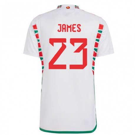 Kandiny Ženy Waleské Jordan James #23 Biely Dresy Idegenbeli Csapatmez 22-24 Triĭká