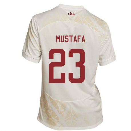 Kandiny Ženy Katarské Mustafa Mashaal #23 Zlato Béžová Dresy Idegenbeli Csapatmez 22-24 Triĭká