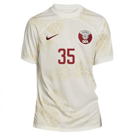 Kandiny Ženy Katarské Osamah Al Tairi #35 Zlato Béžová Dresy Idegenbeli Csapatmez 22-24 Triĭká