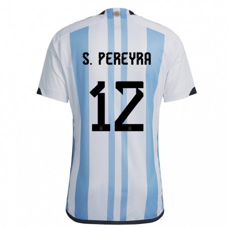 Kandiny Deti Argentínske Solana Pereyra #12 Biela Nebeská Modrá Dresy Hazai Csapatmez 22-24 Triĭká