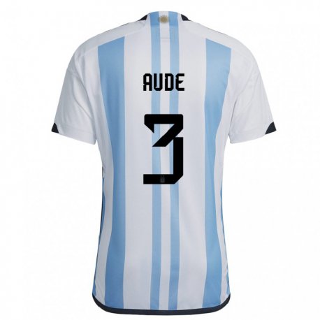 Kandiny Deti Argentínske Julian Aude #3 Biela Nebeská Modrá Dresy Hazai Csapatmez 22-24 Triĭká