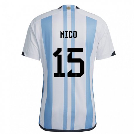 Kandiny Deti Argentínske Nico  #15 Biela Nebeská Modrá Dresy Hazai Csapatmez 22-24 Triĭká