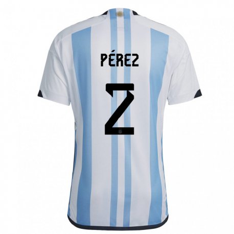 Kandiny Deti Argentínske Nehuen Perez #2 Biela Nebeská Modrá Dresy Hazai Csapatmez 22-24 Triĭká