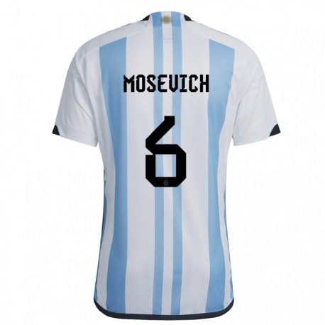 Kandiny Deti Argentínske Leonel Mosevich #6 Biela Nebeská Modrá Dresy Hazai Csapatmez 22-24 Triĭká