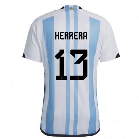 Kandiny Deti Argentínske Marcelo Herrera #13 Biela Nebeská Modrá Dresy Hazai Csapatmez 22-24 Triĭká